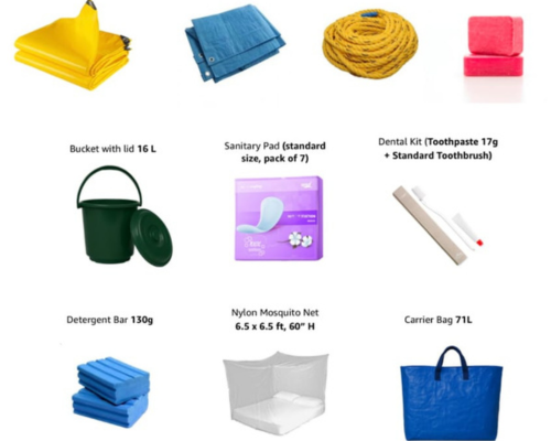 Disaster relief kits for flood affected families